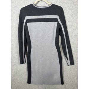 Athleta Womens Small Heathered Gray Black Sweater Dress Casual Long‎ Sleeve
